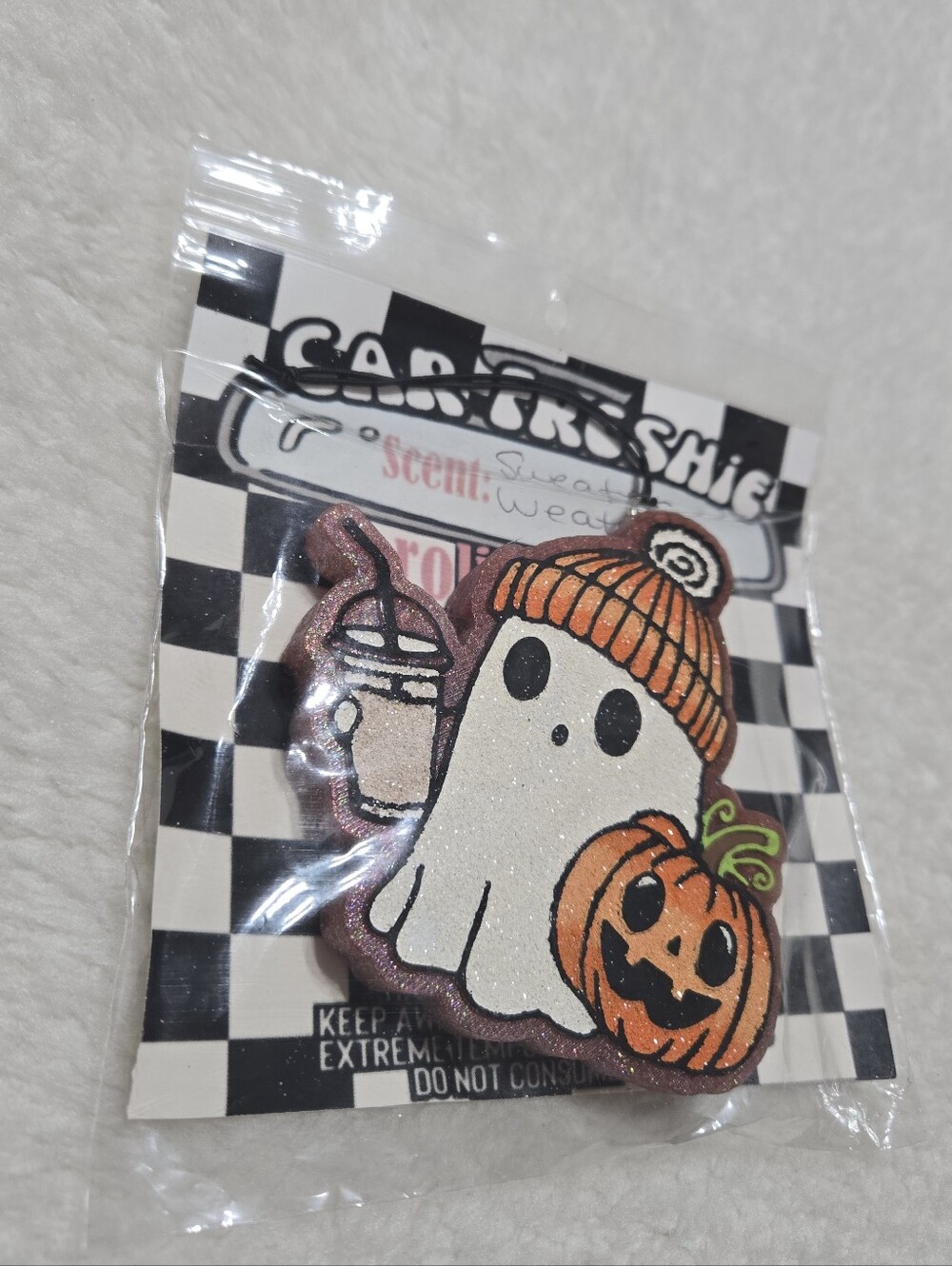 Sweater Weather Ghost Beanie Pumpkin Coffee Car Freshie NWT